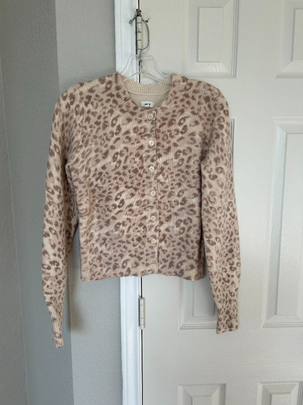 Aerie Softest Classic Leopard Print Button Front Cardigan - Beige/Brown - Size S